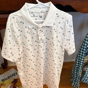 Abercrombie Kids White Polo with Blue Print